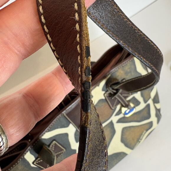Dooney & Bourke -Giraffe Print African Safari Canvas/Leather Small Tote Handbag - Picture 11 of 14